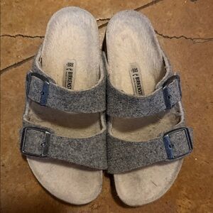 Birkenstock Gray Wool Double Strap Sandals